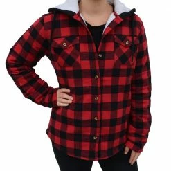 Lincoln Outfitters Women's Hooded Shirt Jacket Cardinal Red - LOHJ-A0001W - Hooded Jackets Women's