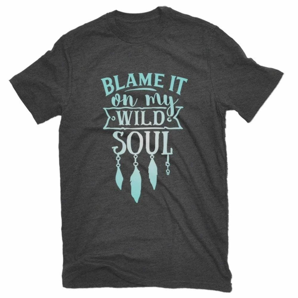 Lincoln Outfitters Ladies Blame My Wild Soul Short Sleeve T-Shirt - LO-L167 - T-Shirts 1 Lincoln Outfitters Ladies Blame My Wild Soul Short Sleeve T-Shirt - LO-L167 - T-Shirts