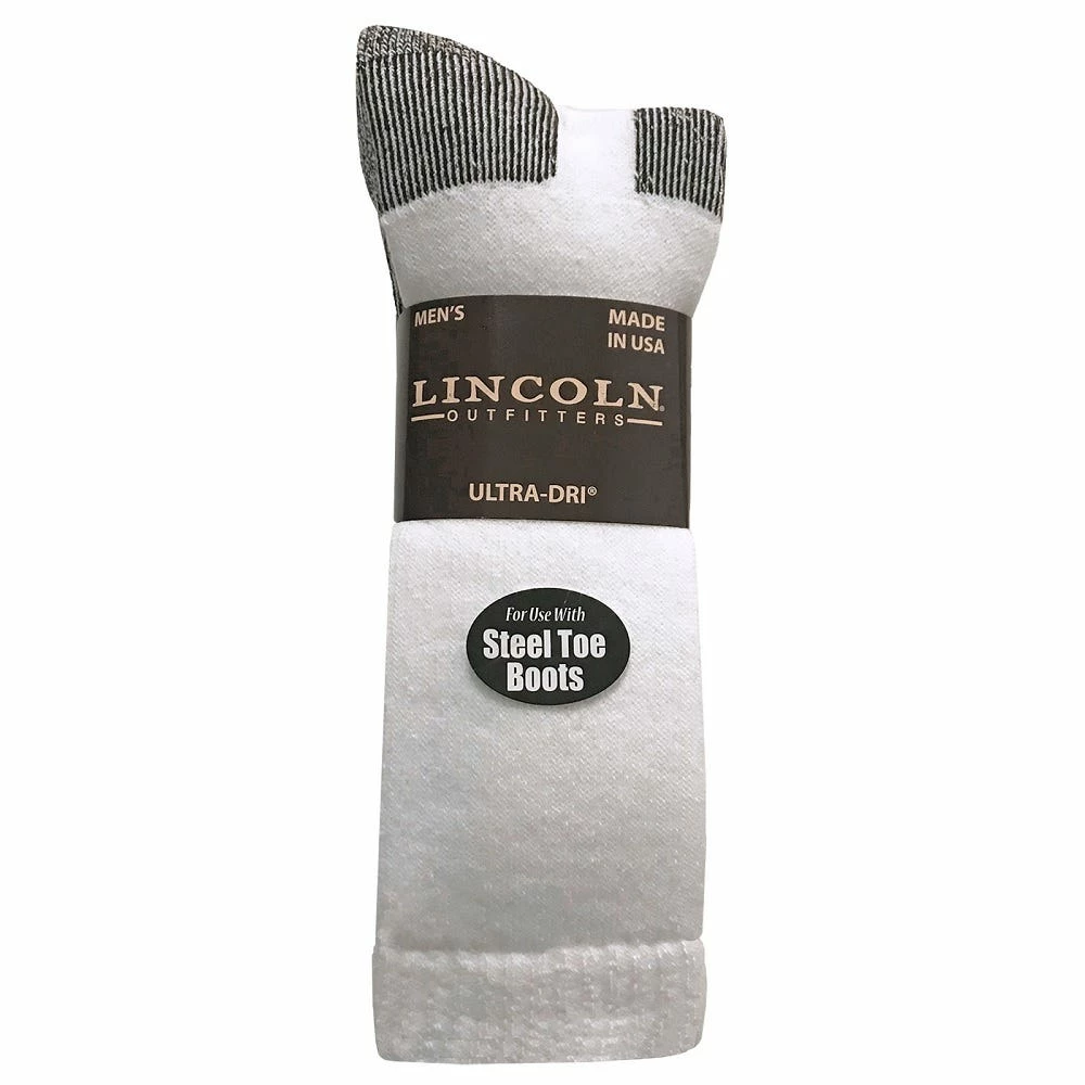 Lincoln Outfitters Men's Ultra-Dri Steel Toe Work Sock 2 Pack White - L2/837-W - Socks 1 Lincoln Outfitters Men's Ultra-Dri Steel Toe Work Sock 2 Pack White - L2/837-W - Socks
