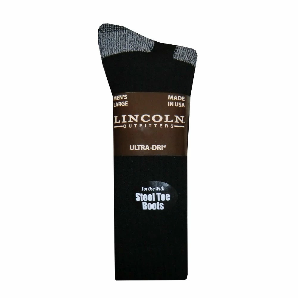 Lincoln Outfitters Men's Ultra-Dri Steel Toe Work Sock 2 Pack Black - L2/837-BL - Socks 1 Lincoln Outfitters Men's Ultra-Dri Steel Toe Work Sock 2 Pack Black - L2/837-BL - Socks
