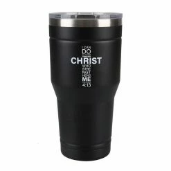Lincoln Outfitters "All Things Through Christ" 30 oz. Religious Tumbler, Black - 89-633-0204 - Tumblers
