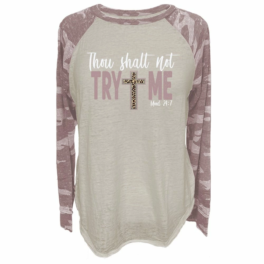 Lincoln Outfitters Ladies Long Sleeve Thou Shalt Not Try Me Zephyr Camo T-Shirt - LO-LFR-09 - Long Sleeve Shirts Women's 1 Lincoln Outfitters Ladies Long Sleeve Thou Shalt Not Try Me Zephyr Camo T-Shirt - LO-LFR-09 - Long Sleeve Shirts Women's