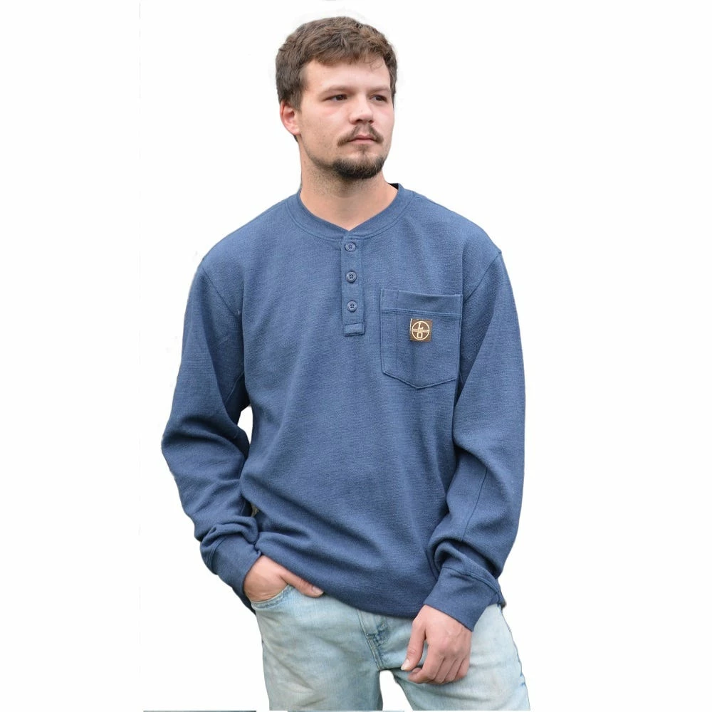 Lincoln Outfitters Men's Bedford Henley Long Sleeve Shirt Navy Heather - NVYHTR-E0379 - Long Sleeve Shirts 1 Lincoln Outfitters Men's Bedford Henley Long Sleeve Shirt Navy Heather - NVYHTR-E0379 - Long Sleeve Shirts