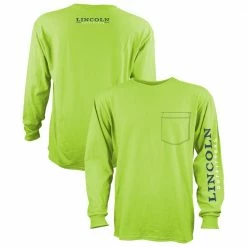 Lincoln Outfitters Men's Heavyweight Long Sleeve Pocket Graphic Tee Safety Green - LOLSPK-01SG - Long Sleeve Shirts