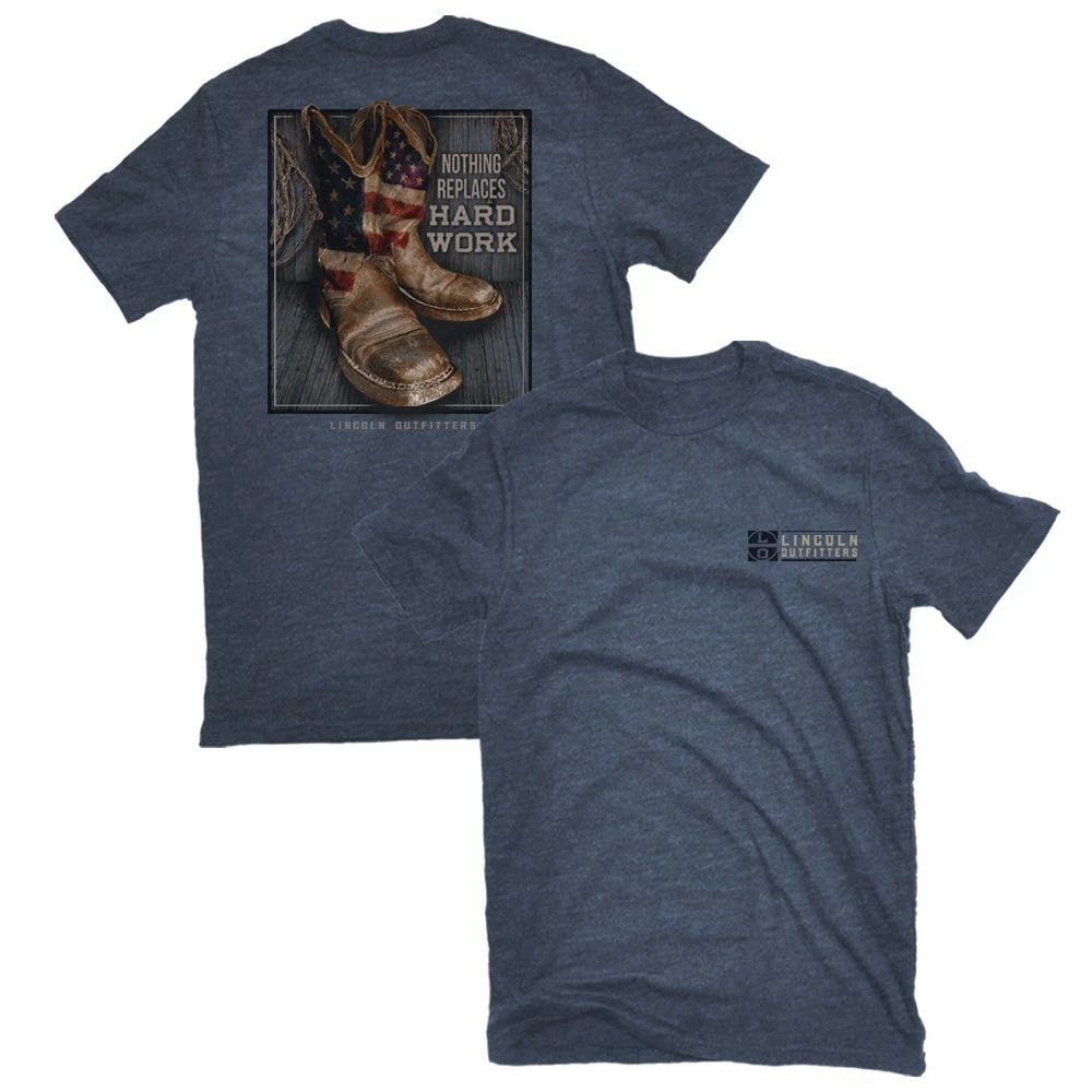 Lincoln Outfitters Men's Short Sleeve Cowboy Boots T-Shirt Denim Heather - LO-132DH - T-Shirts 1 Lincoln Outfitters Men's Short Sleeve Cowboy Boots T-Shirt Denim Heather - LO-132DH - T-Shirts