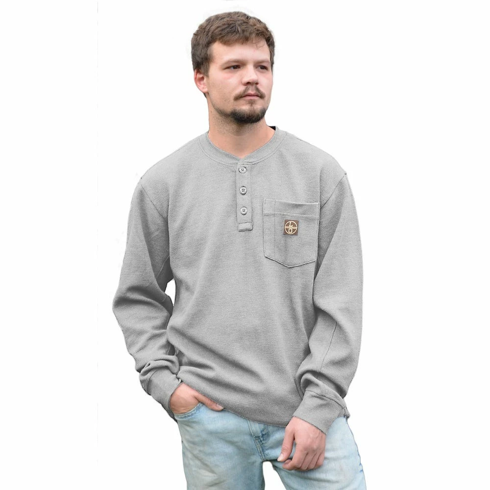 Lincoln Outfitters Men's Bedford Henley Long Sleeve Shirt Grey Heather - GRYHTR-E0379 - Long Sleeve Shirts 1 Lincoln Outfitters Men's Bedford Henley Long Sleeve Shirt Grey Heather - GRYHTR-E0379 - Long Sleeve Shirts