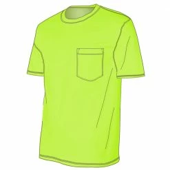 Lincoln Outfitters Men's Heavyweight Relaxed Fit Short Sleeve Pocket Tee Safety Green - LOPK-01R-SFG - Pocket T-Shirt