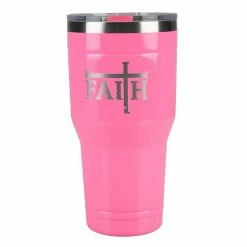 Lincoln Outfitters "Faith" 30 oz. Religious Tumbler, Pink - 89-638-0204 - Tumblers